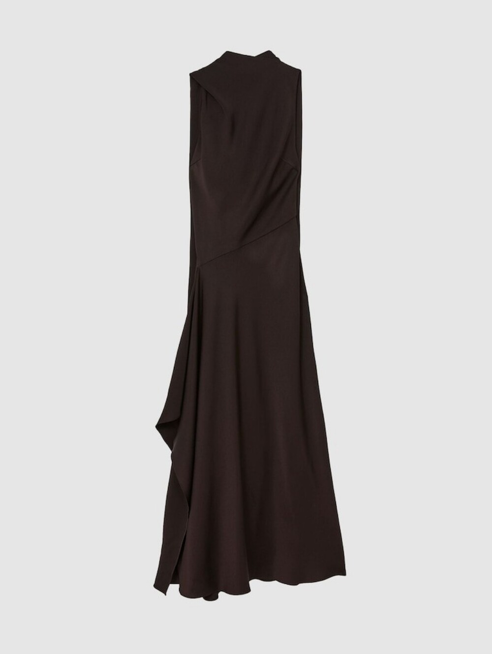 Reiss Sabine Satin Cape-Detail Maxi Dress in Grape Burgundy - Picture 7 of 8